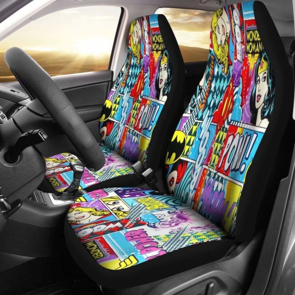 Wonder Woman Cartoon Art Cut Sences Car Seat Covers Universal Fit 051012