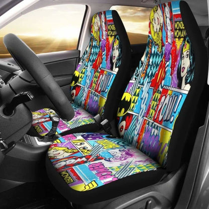 Wonder Woman Cartoon Art Cut Sences Car Seat Covers Universal Fit 051012