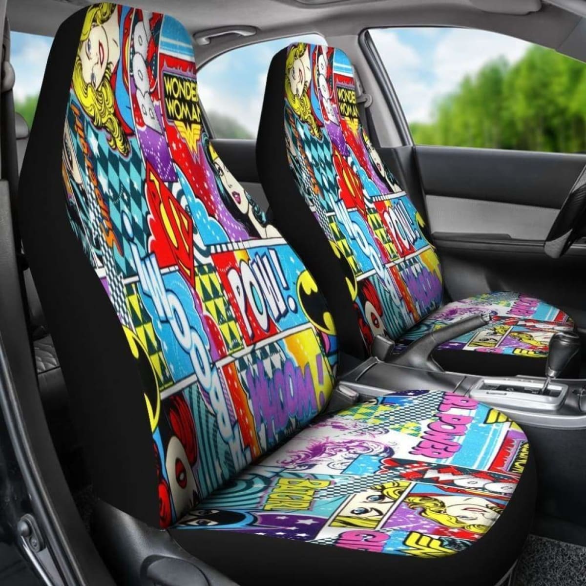 Wonder Woman Cartoon Art Cut Sences Car Seat Covers Universal Fit 051012