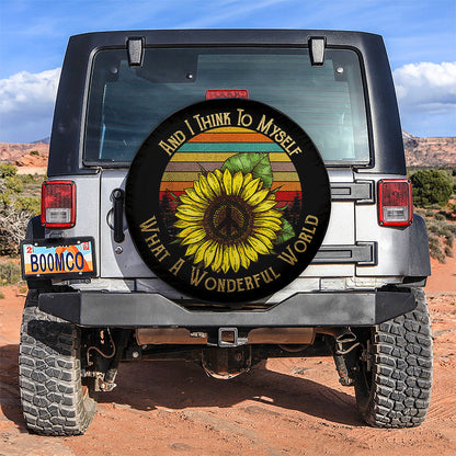 Wonderful World Sunflower Hippie Car Spare Tire Cover