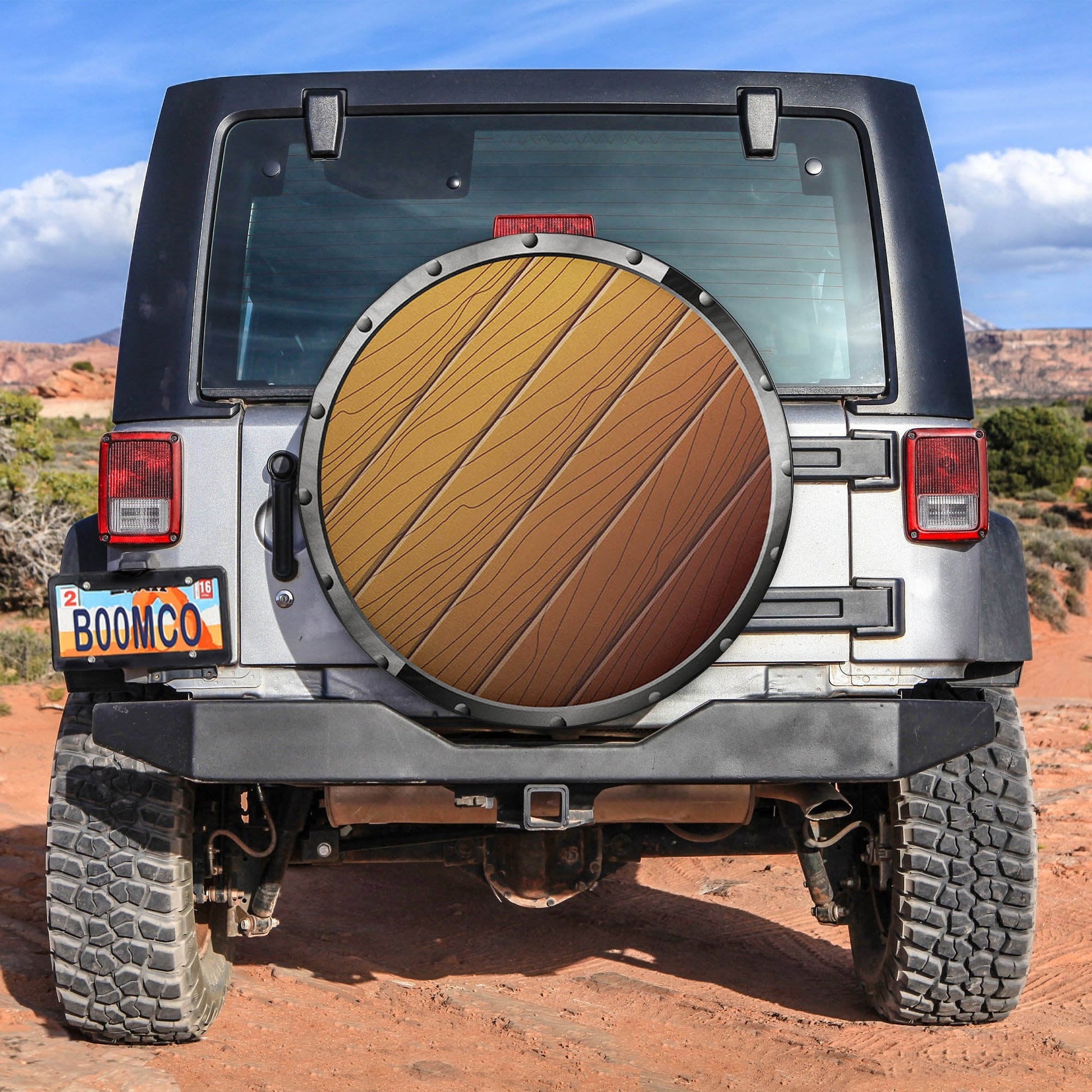 Wooden Shield Spare Tire Cover