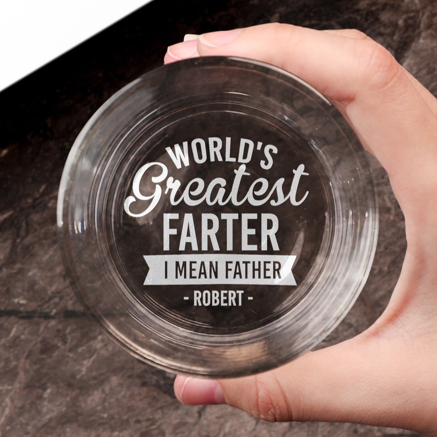 World's Best Farter I Mean Father - Personalized Engraved Whiskey Glass