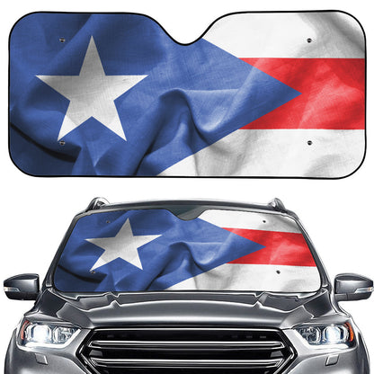 Wrinkled Puerto Rican Flag Print Car Windshield Sun Shade