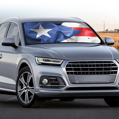 Wrinkled Puerto Rican Flag Print Car Windshield Sun Shade