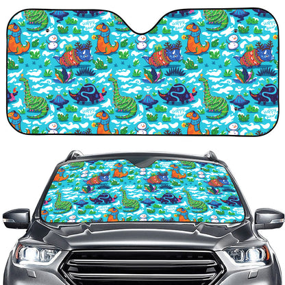 Xmas Dinosaur Pattern Print Car Windshield Sun Shade
