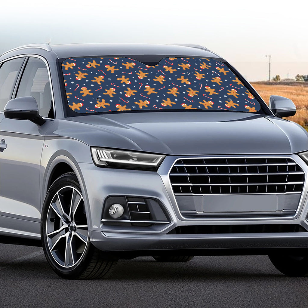 Xmas Gingerbread Man Pattern Print Car Windshield Sun Shade