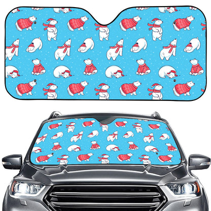 Xmas Polar Bear Pattern Print Car Windshield Sun Shade