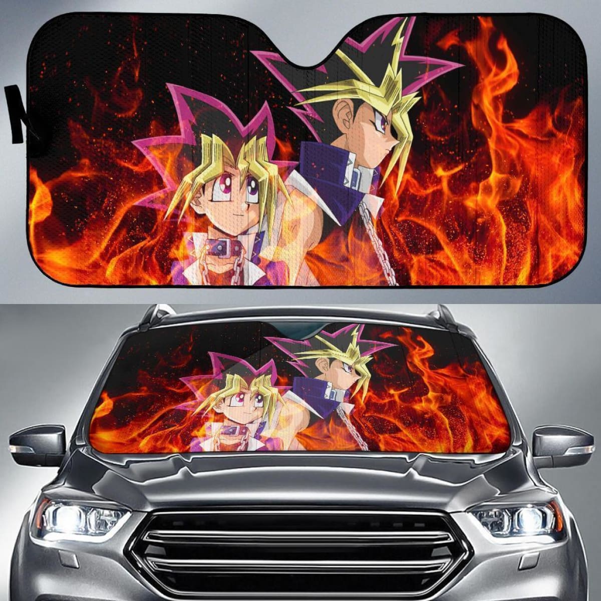 Yami Yu Gi Oh On Fire Anime Auto Sun Shade Nh07 Universal Fit 111204