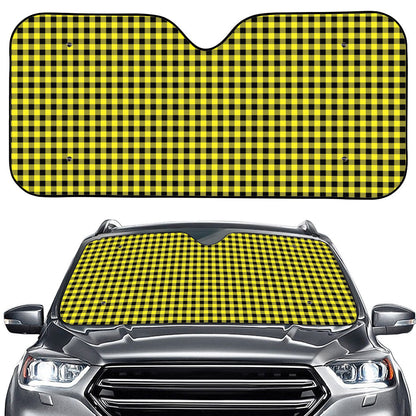 Yellow And Black Check Pattern Print Car Windshield Sun Shade