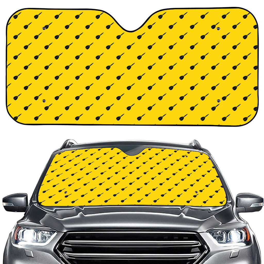 Yellow And Black Dart Pattern Print Car Windshield Sun Shade