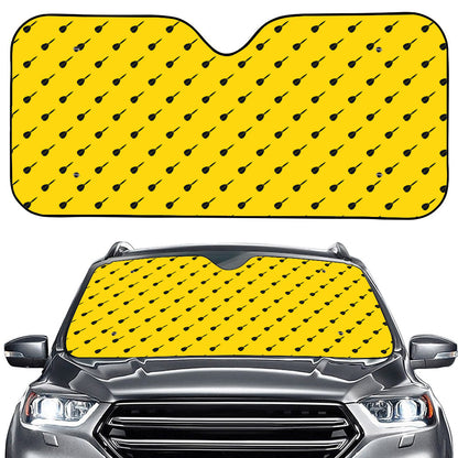 Yellow And Black Dart Pattern Print Car Windshield Sun Shade