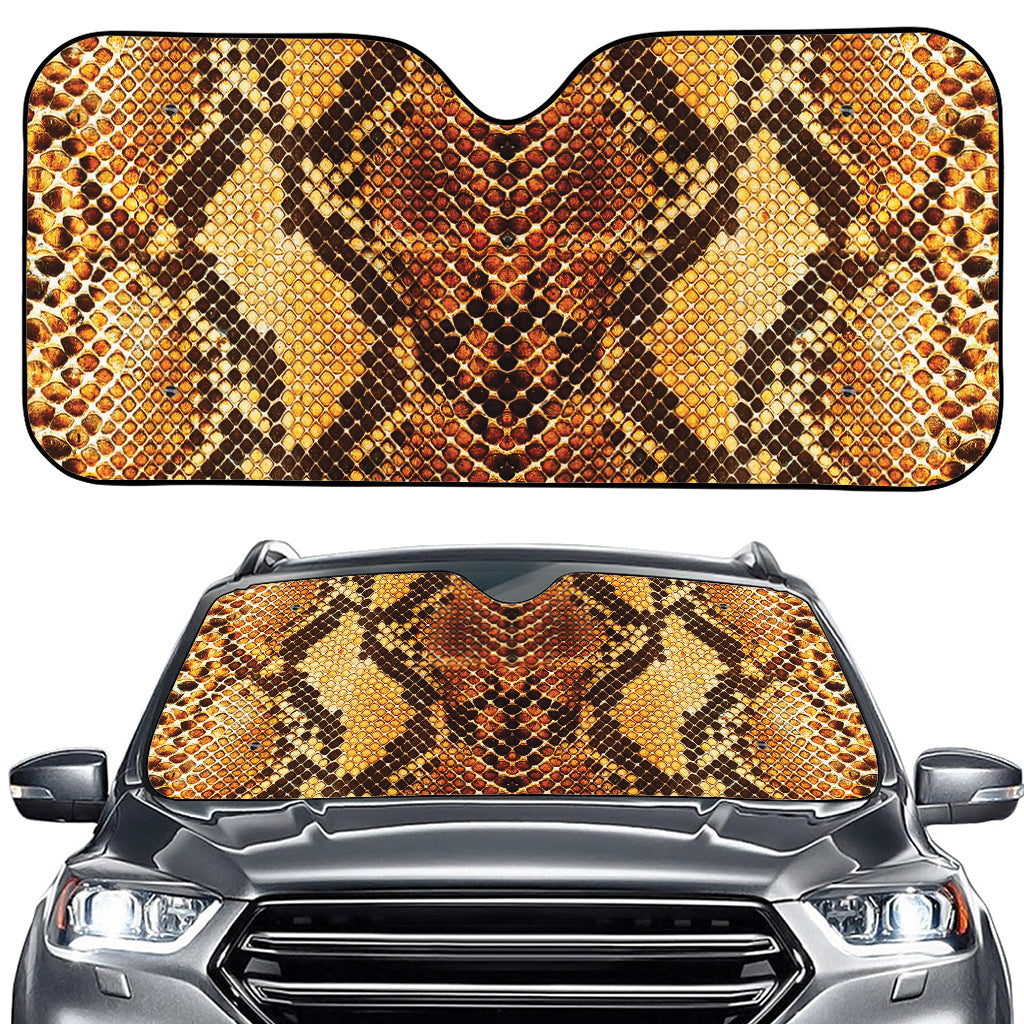 Yellow And Brown Snakeskin Print Car Windshield Sun Shade