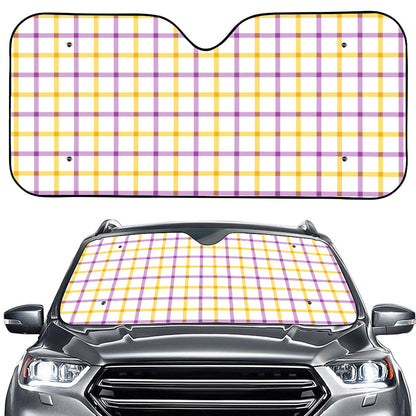 Yellow And Purple Tattersall Print Car Windshield Sun Shade