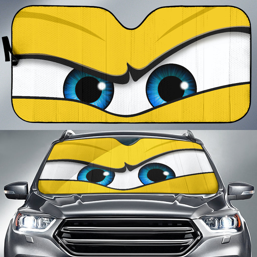 Yellow Angry Eyes Car Auto Sun Shades