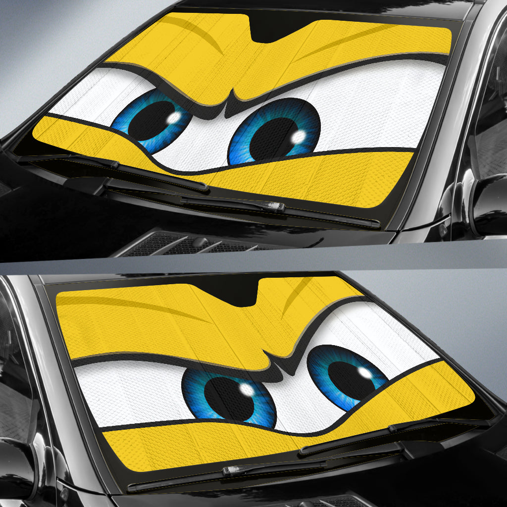 Yellow Angry Eyes Car Auto Sun Shades