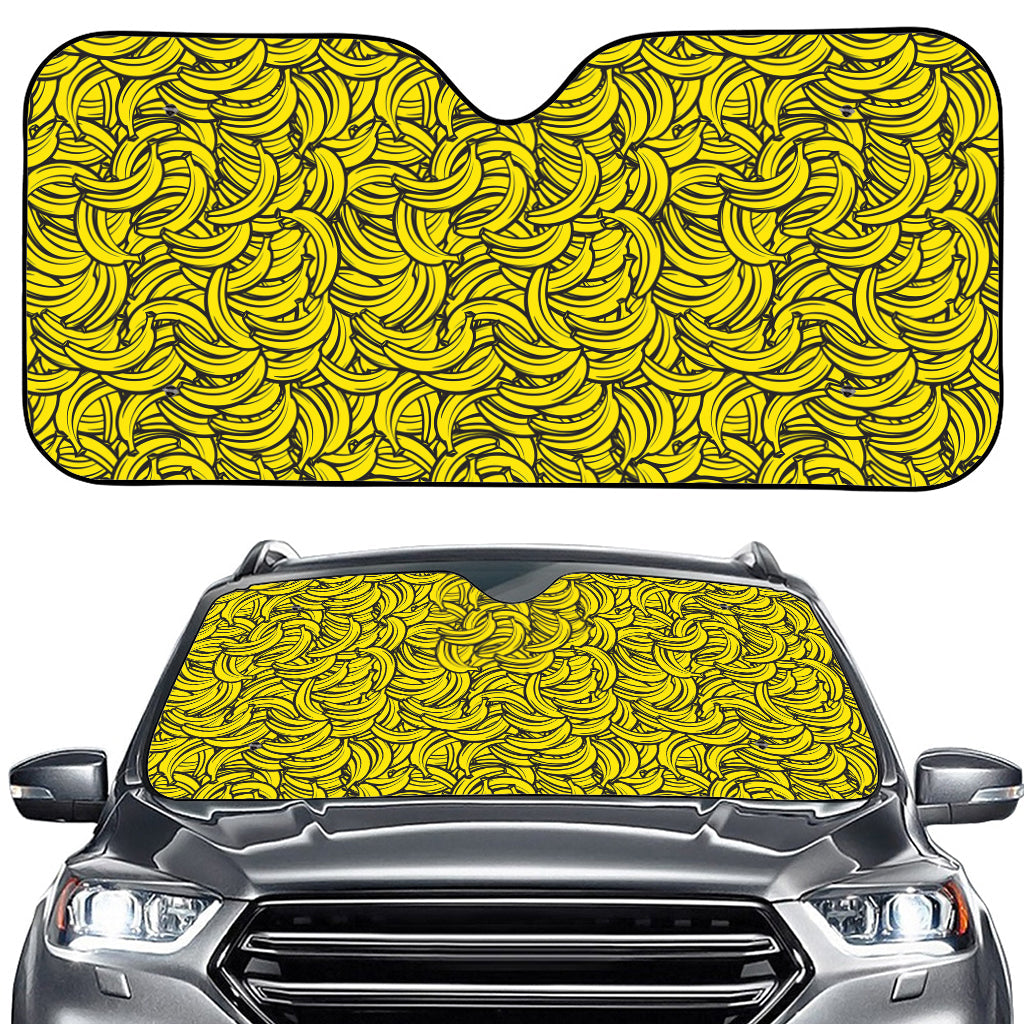 Yellow Banana Pattern Print Car Windshield Sun Shade