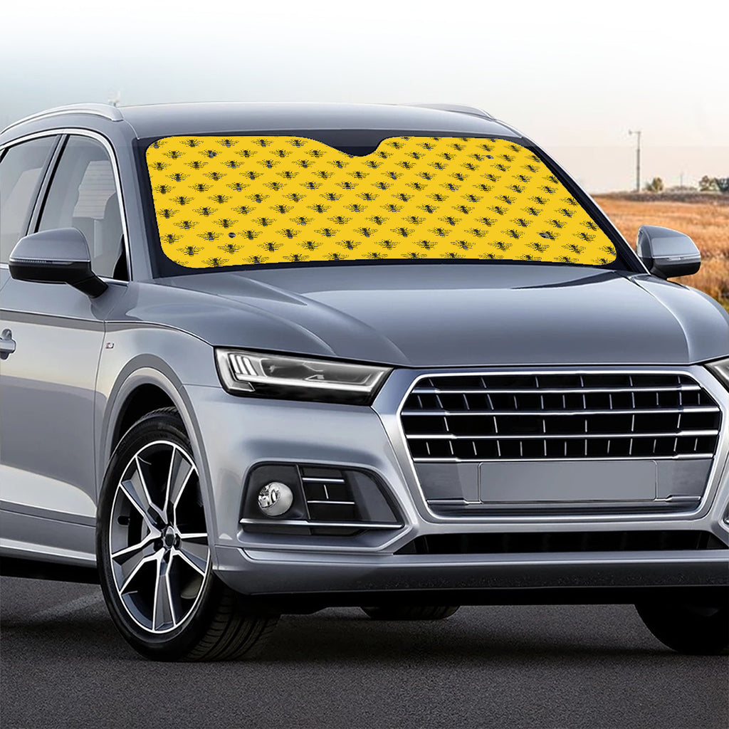 Yellow Bee Pattern Print Car Windshield Sun Shade