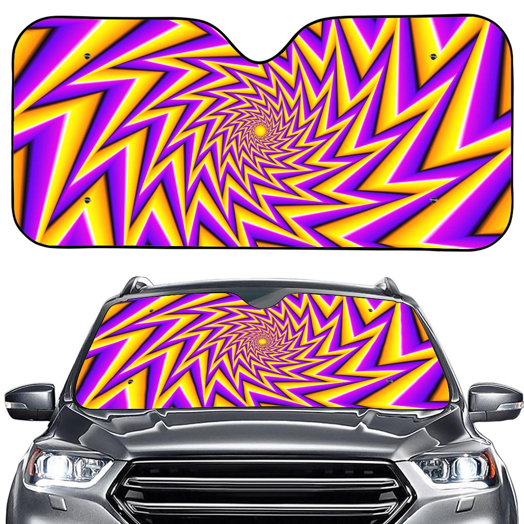 Yellow Big Bang Moving Optical Illusion Car Windshield Sun Shade