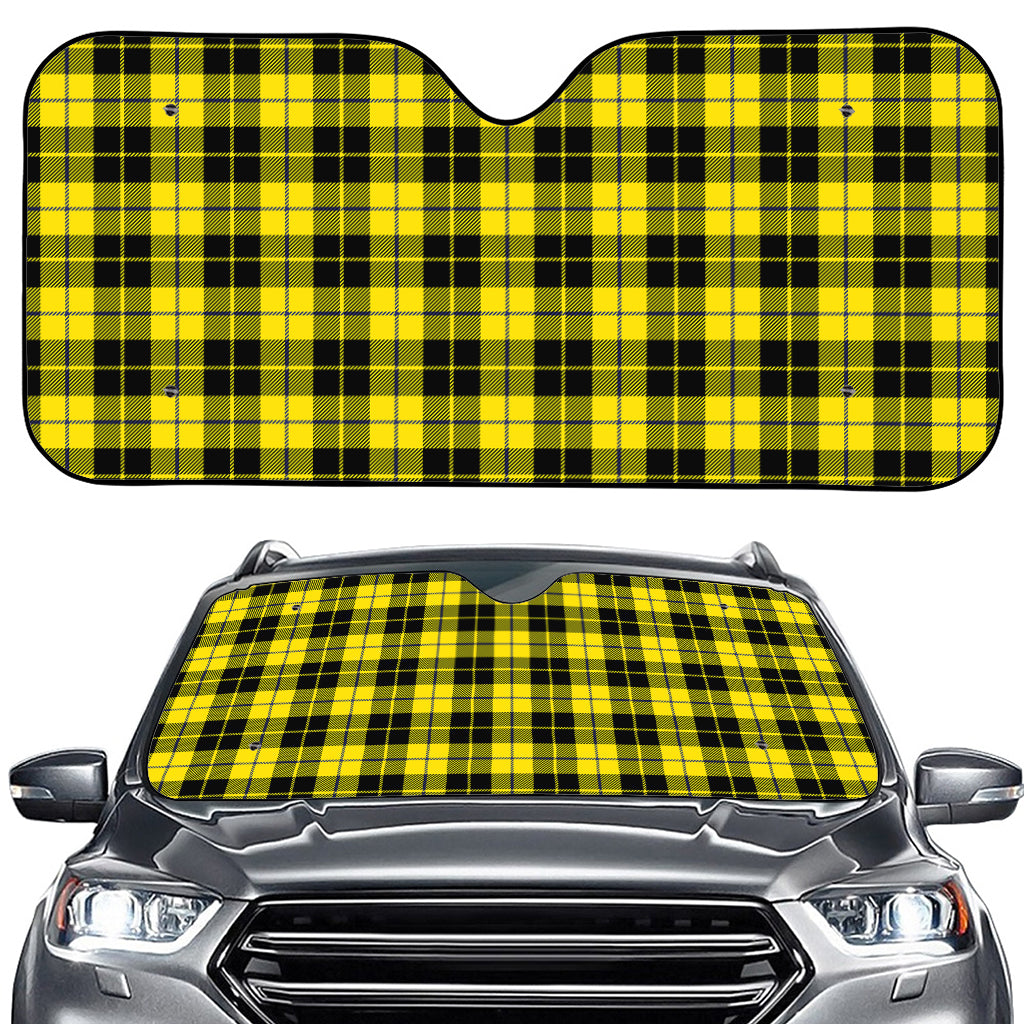 Yellow Black And Blue Tartan Print Car Windshield Sun Shade