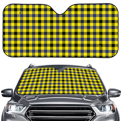 Yellow Black And Navy Plaid Print Car Windshield Sun Shade