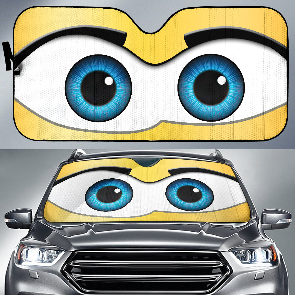 Yellow Cartoon Eyes Car Auto Sunshades
