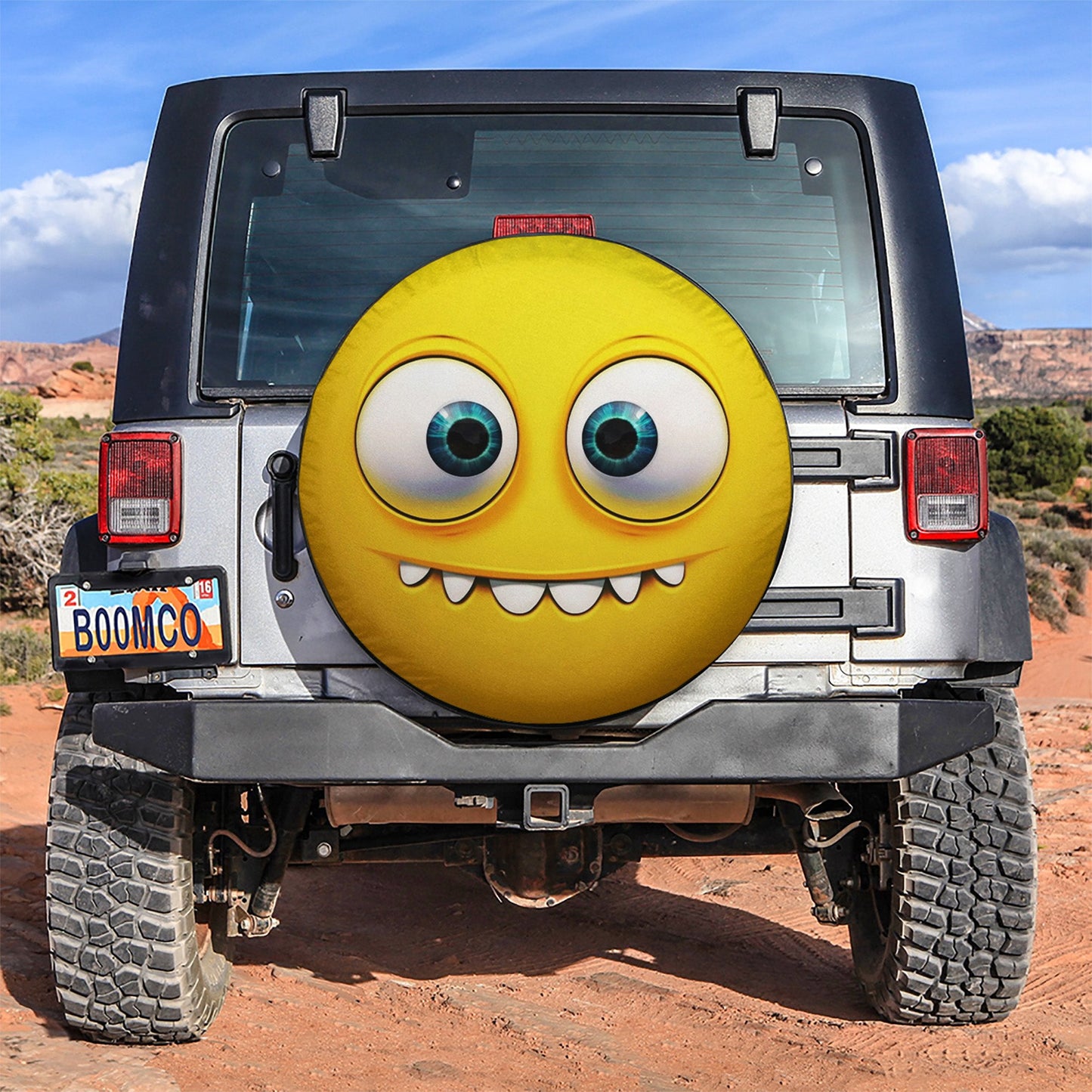Yellow Cartoon Funny Face Car Spare Tire Cover