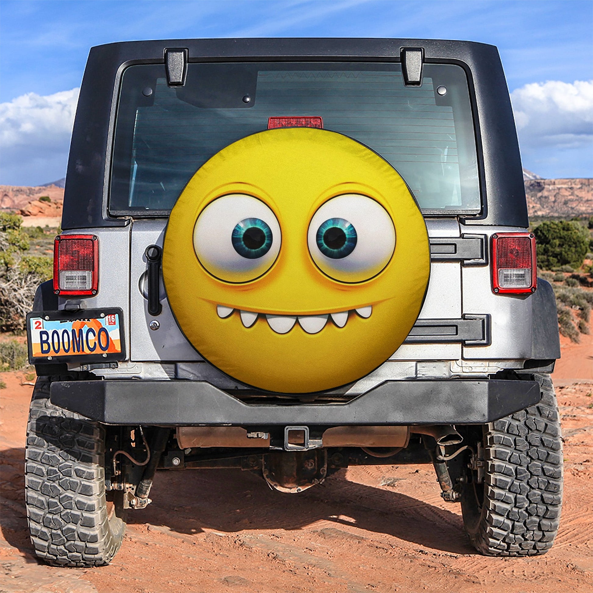 Yellow Cartoon Funny Face Car Spare Tire Cover