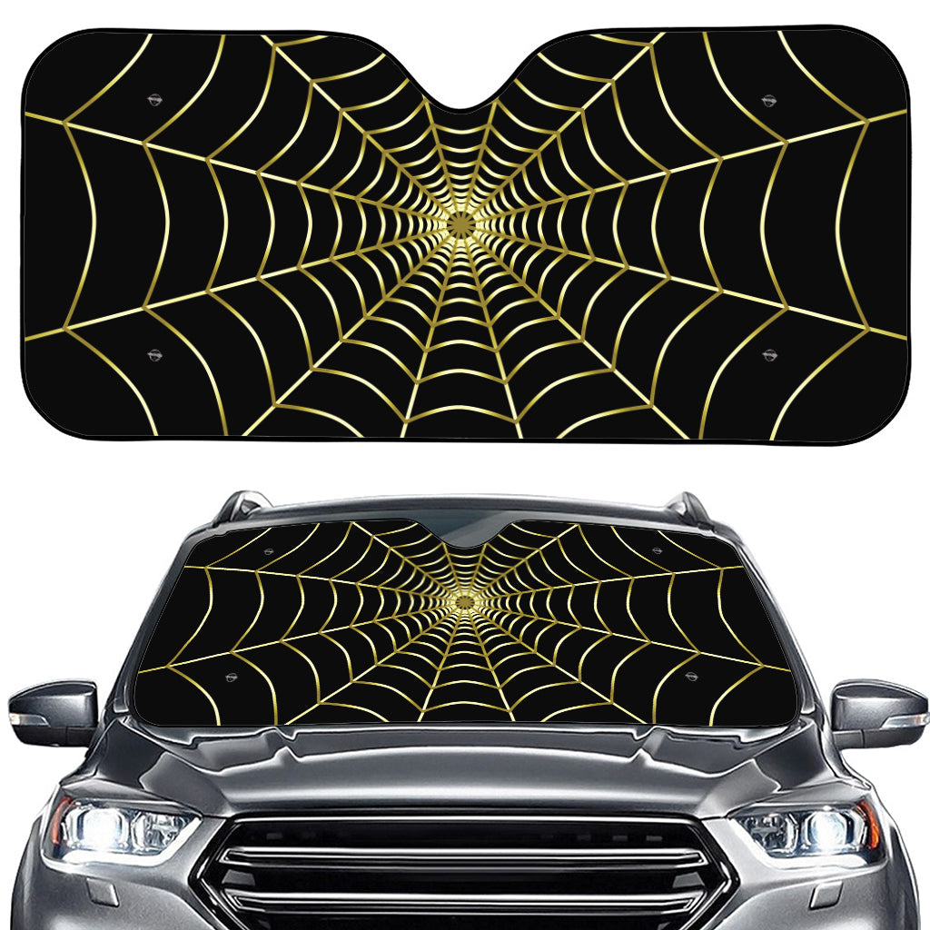 Yellow Cobweb Print Car Windshield Sun Shade
