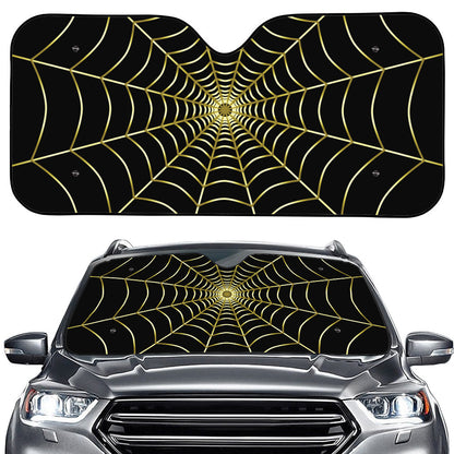 Yellow Cobweb Print Car Windshield Sun Shade