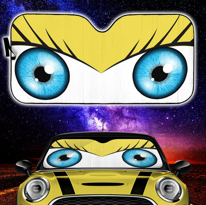 Yellow Cute Eyes Cartoon Auto Sun Shades