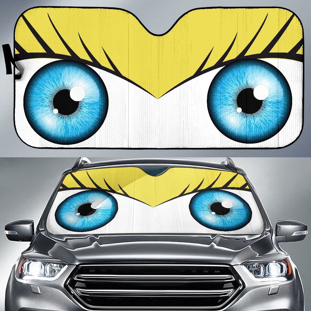 Yellow Cute Eyes Cartoon Auto Sun Shades