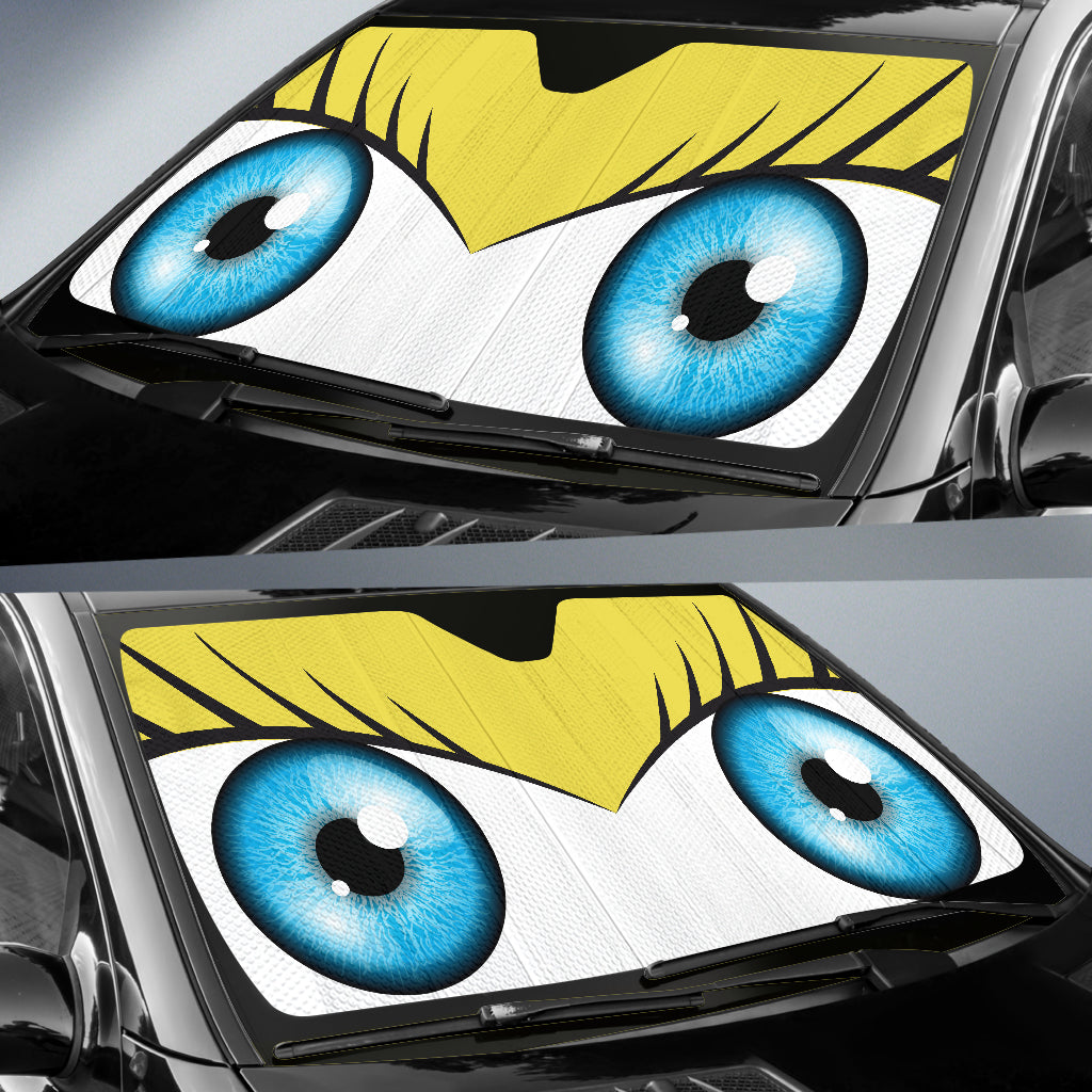 Yellow Cute Eyes Cartoon Auto Sun Shades