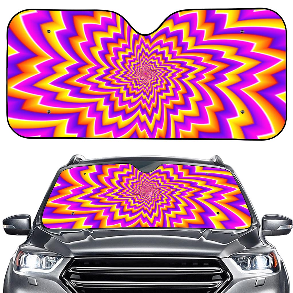 Yellow Expansion Moving Optical Illusion Car Windshield Sun Shade