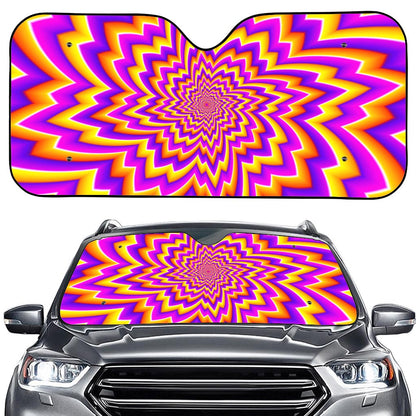 Yellow Expansion Moving Optical Illusion Car Windshield Sun Shade