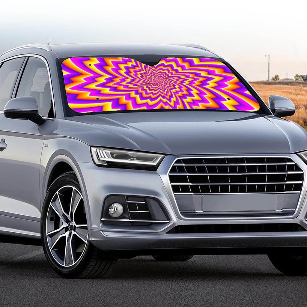 Yellow Expansion Moving Optical Illusion Car Windshield Sun Shade