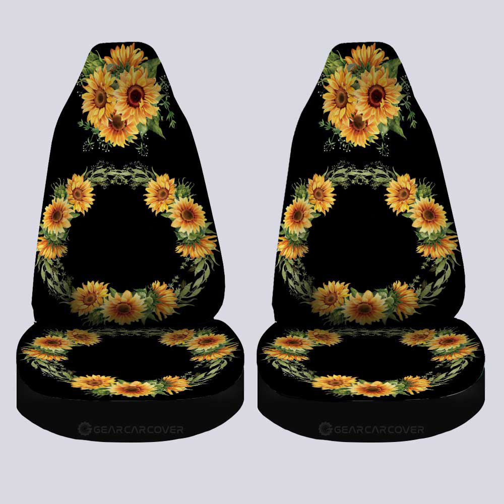 Yellow Flowers Car Seat Covers Custom Personalized Name Car Accessories
