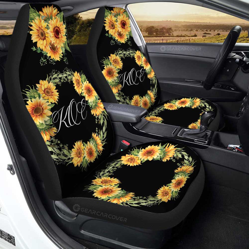 Yellow Flowers Car Seat Covers Custom Personalized Name Car Accessories