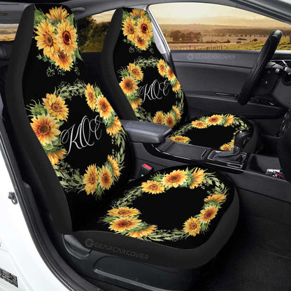 Yellow Flowers Car Seat Covers Custom Personalized Name Car Accessories