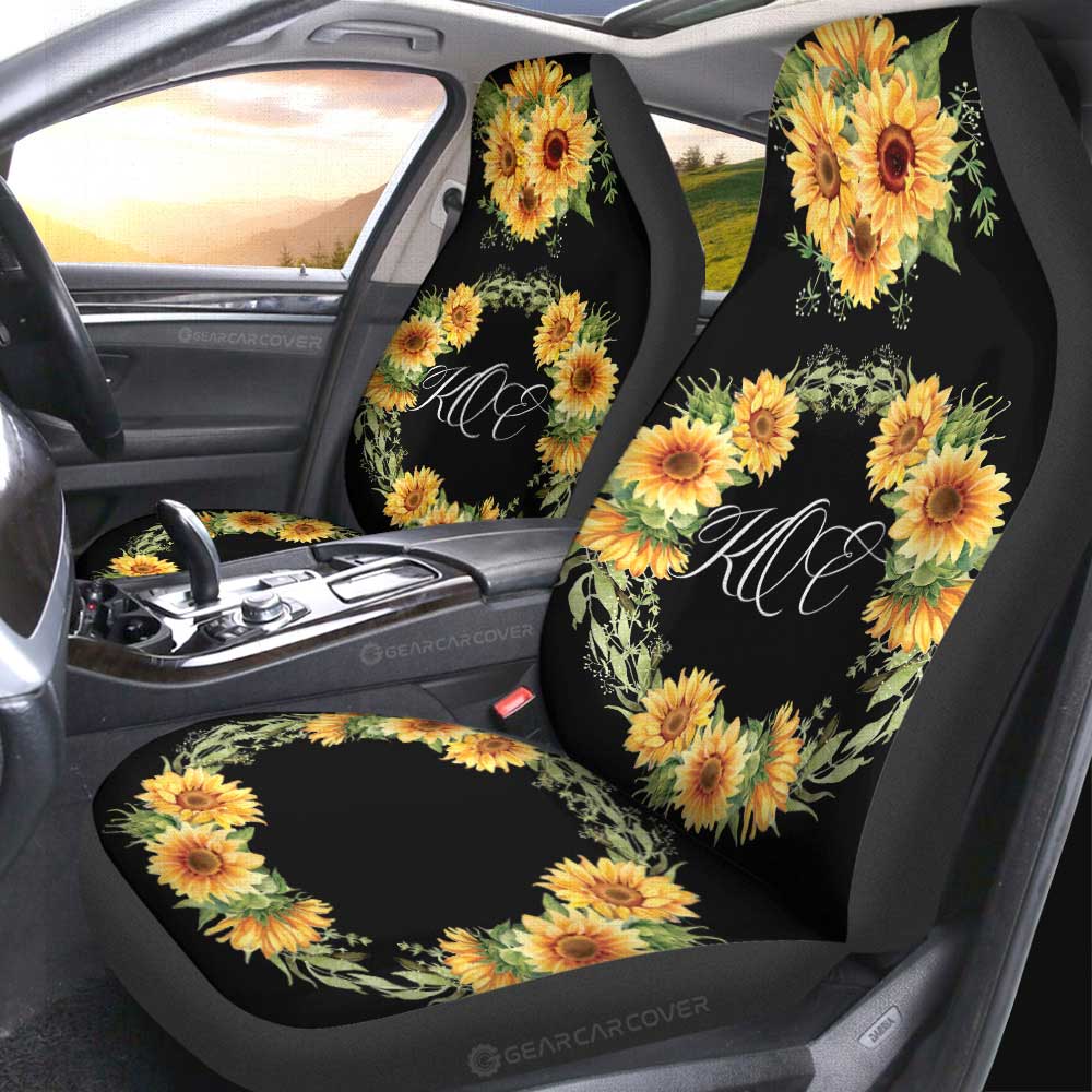 Yellow Flowers Car Seat Covers Custom Personalized Name Car Accessories