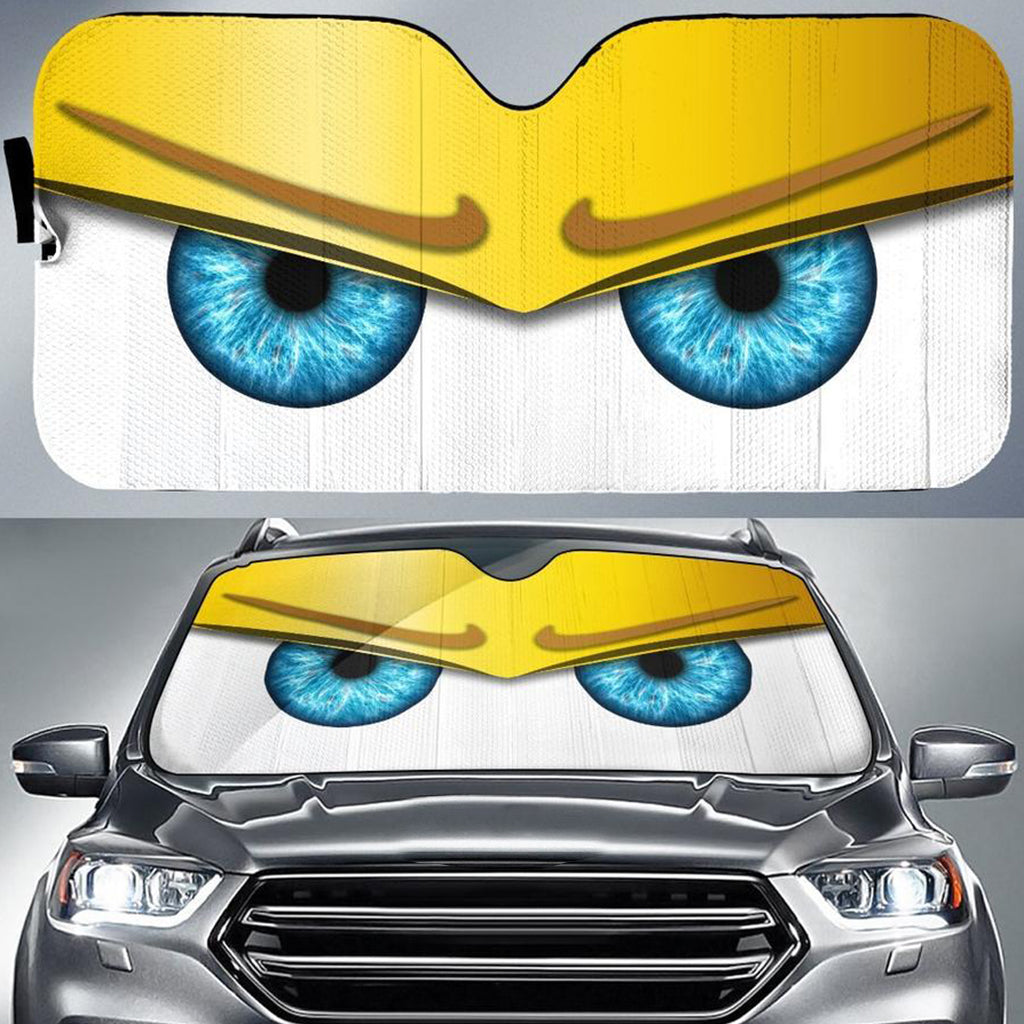 Yellow Funny Angry Cartoon Eyes Car Auto Sun Shades Windshield Accessories Decor Gift