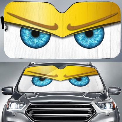 Yellow Funny Angry Cartoon Eyes Car Auto Sun Shades Windshield Accessories Decor Gift