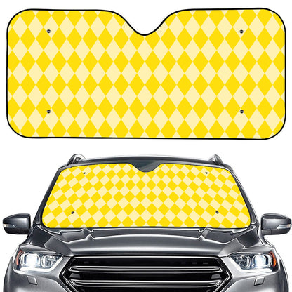 Yellow Harlequin Pattern Print Car Windshield Sun Shade