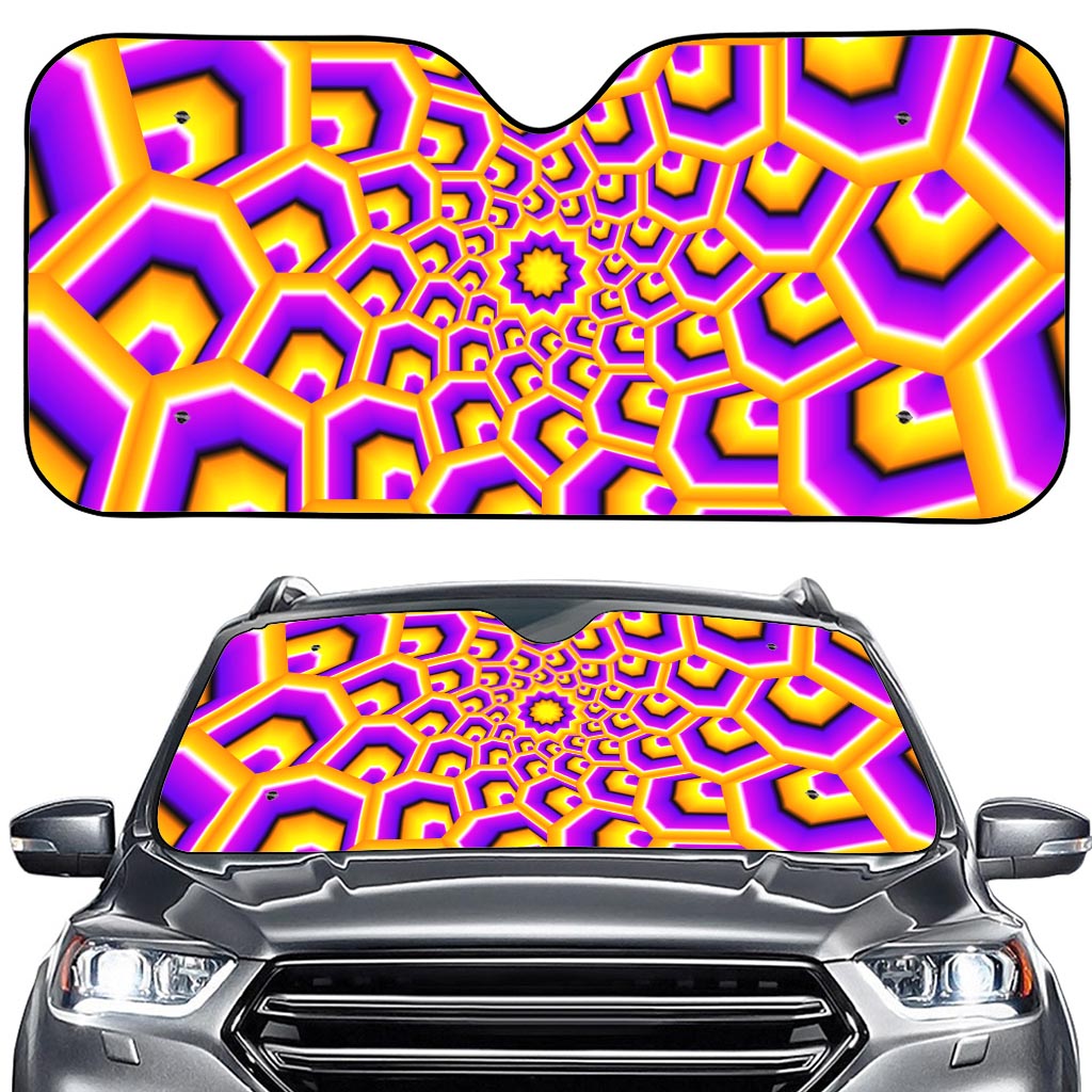 Yellow Hive Moving Optical Illusion Car Windshield Sun Shade