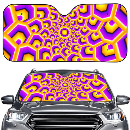 Yellow Hive Moving Optical Illusion Car Windshield Sun Shade