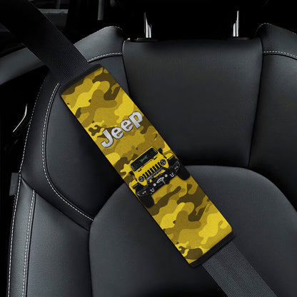 Yellow Jeep Camouflage Car Seat Belt Cover Custom Car Accessories