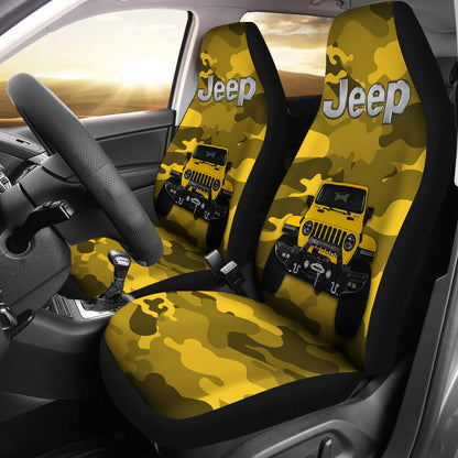 Yellow Jeep Camouflage Car Seat Covers