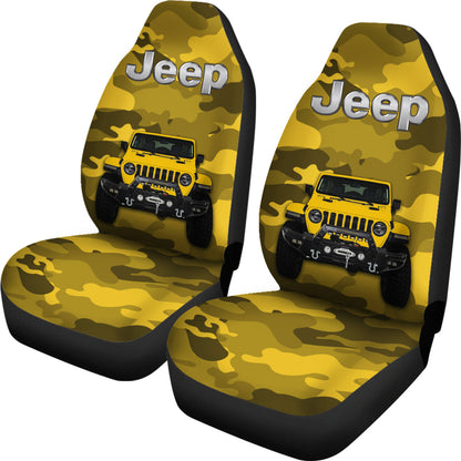 Yellow Jeep Camouflage Car Seat Covers