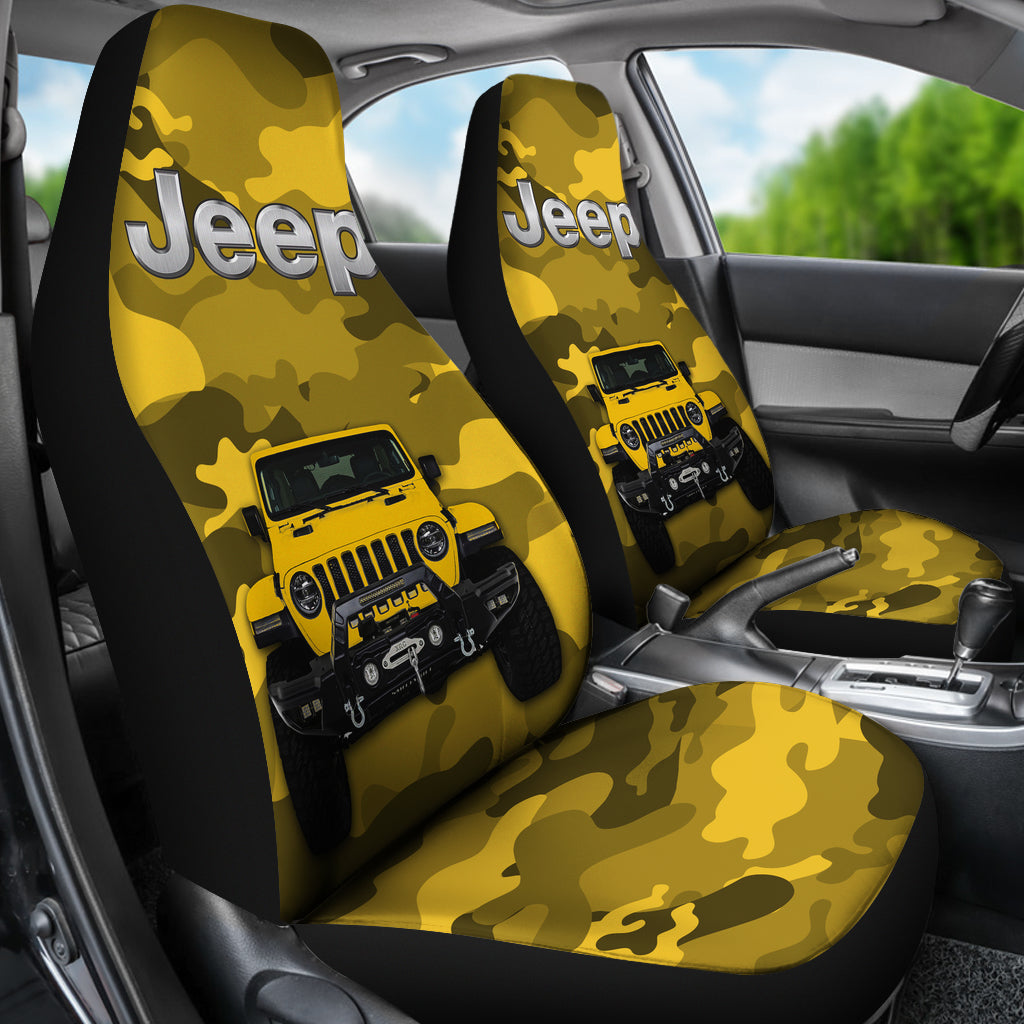 Yellow Jeep Camouflage Car Seat Covers