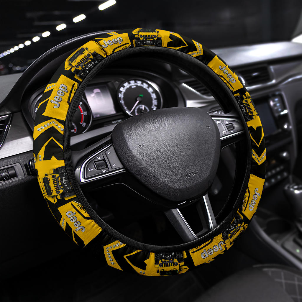 Yellow Jeep Car Steering Wheel Cover
