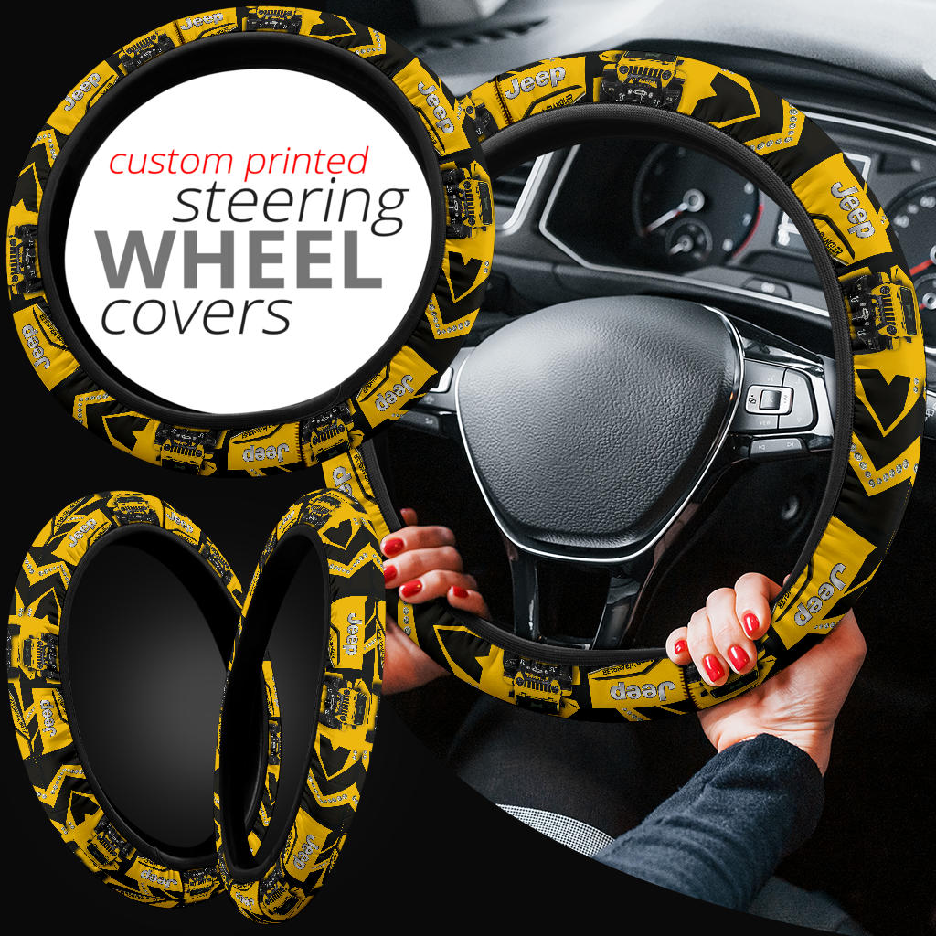 Yellow Jeep Car Steering Wheel Cover